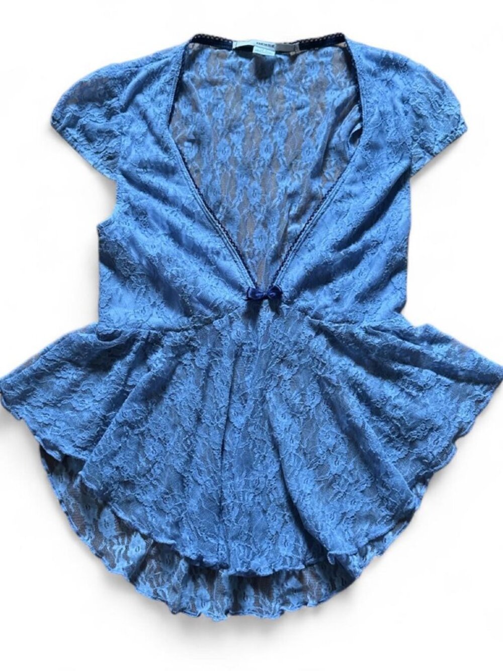 Kimchi Blue Lace Babydoll top with ruffled hem & bow detail